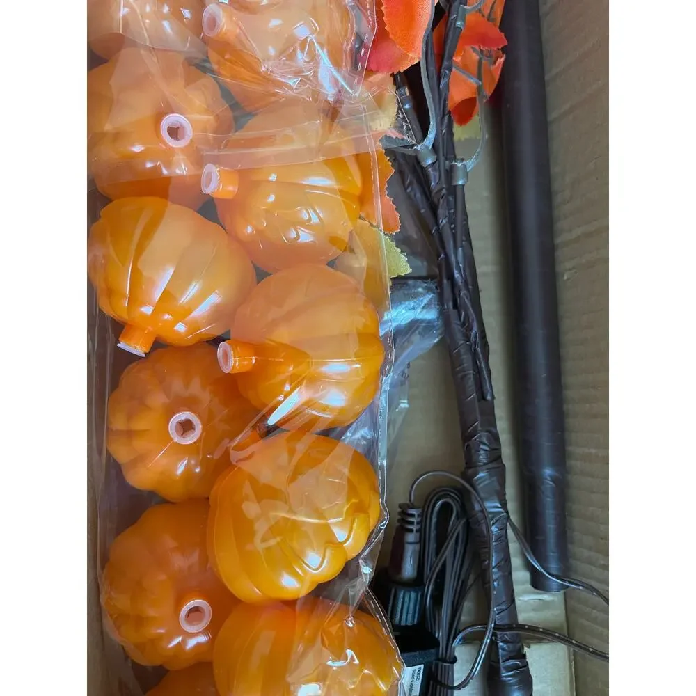 SURCVIO Thanksgiving 6 Feet Lighted Maple Tree Decorations